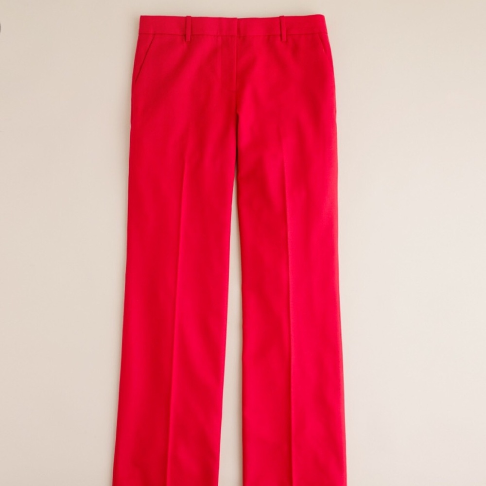 NWOT J Crew Cafe Trouser in ruby red wool - Picture 2 of 8